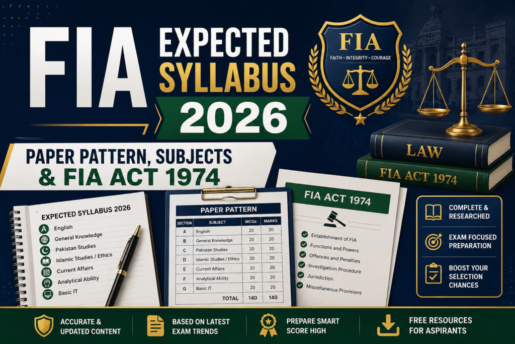 FIA Expected Syllabus 2026 – Paper Pattern, Subjects & FIA Act 1974