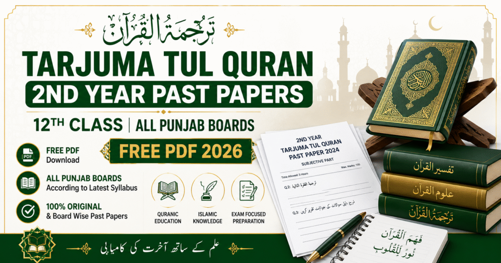 Tarjuma Tul Quran 12th Class Past Papers PDF | 2nd Year All Punjab Boards